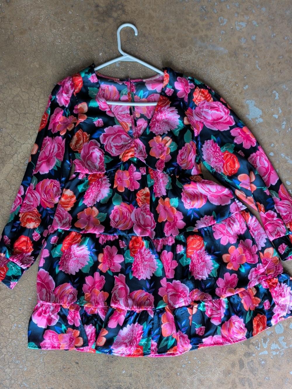 FloralLong-Sleeve Dress - Pink Floral